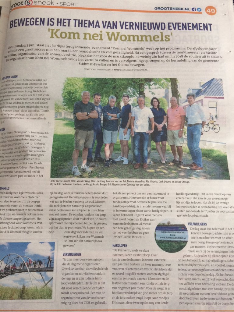 Hjoed yn grootsneek.nl in moai stik oer Wommels yn beweging, kom nei Wommels! #Komneiwommels.nl #greidhoekekuiertocht #terprin #beachfollybal #fietstocht #pannakooi #keatsmuorre