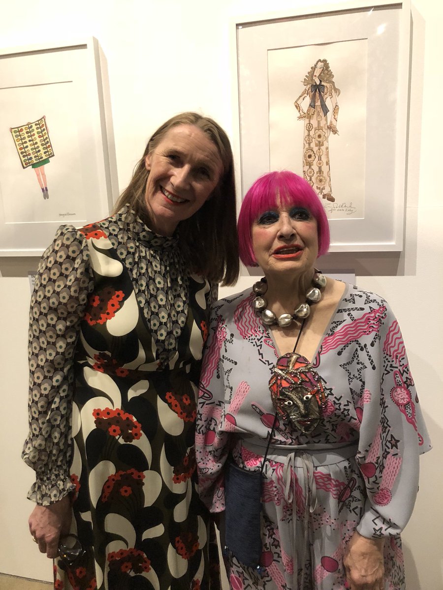 We’re with @orlakiely and @Zandra_Rhodes at the launch of Orla’s fantastic @FashionTextile exhibition. Do whatever it takes to get a ticket!