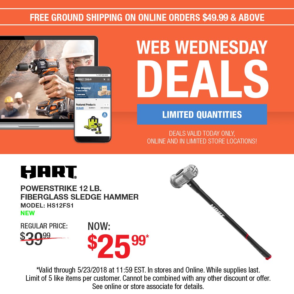 Direct_Tools's tweet photo. It's Web Wednesday!  Let's celebrate.  Shop now:  https://t.co/g8mnIwdiEs  Valid through 11:59PM EST on 5/23.  #WebWednesday https://t.co/em4JHk3sgo