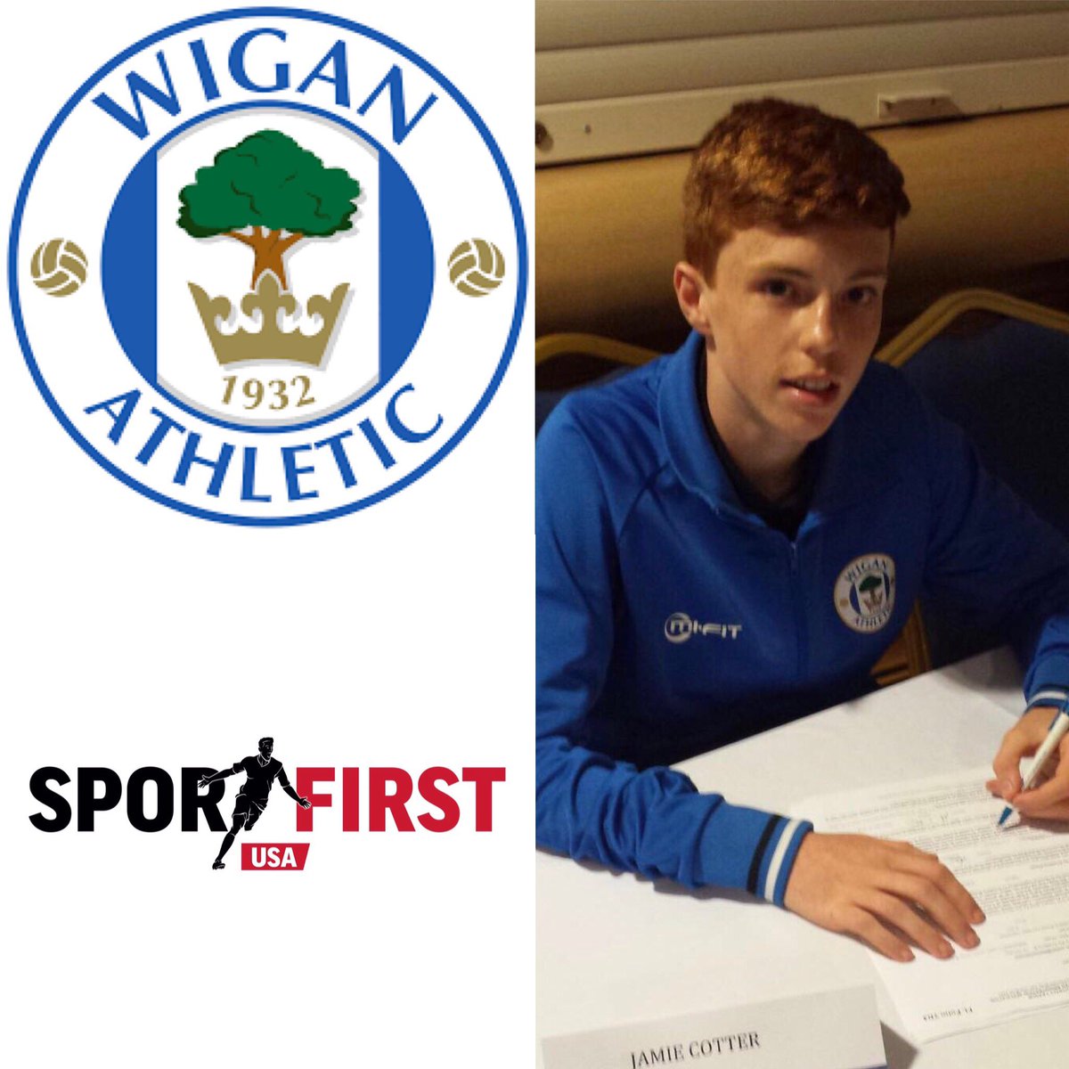 SportFirstUSA's tweet image. We are delighted to have former Wigan Athletic academy player Jamie Cotter on board! 

We are looking forward to helping him further his education and soccer at a top school in America! ⚽️🇺🇸

Sign up for our next London showcase game here sportfirstusa.co.uk/assessment-day…