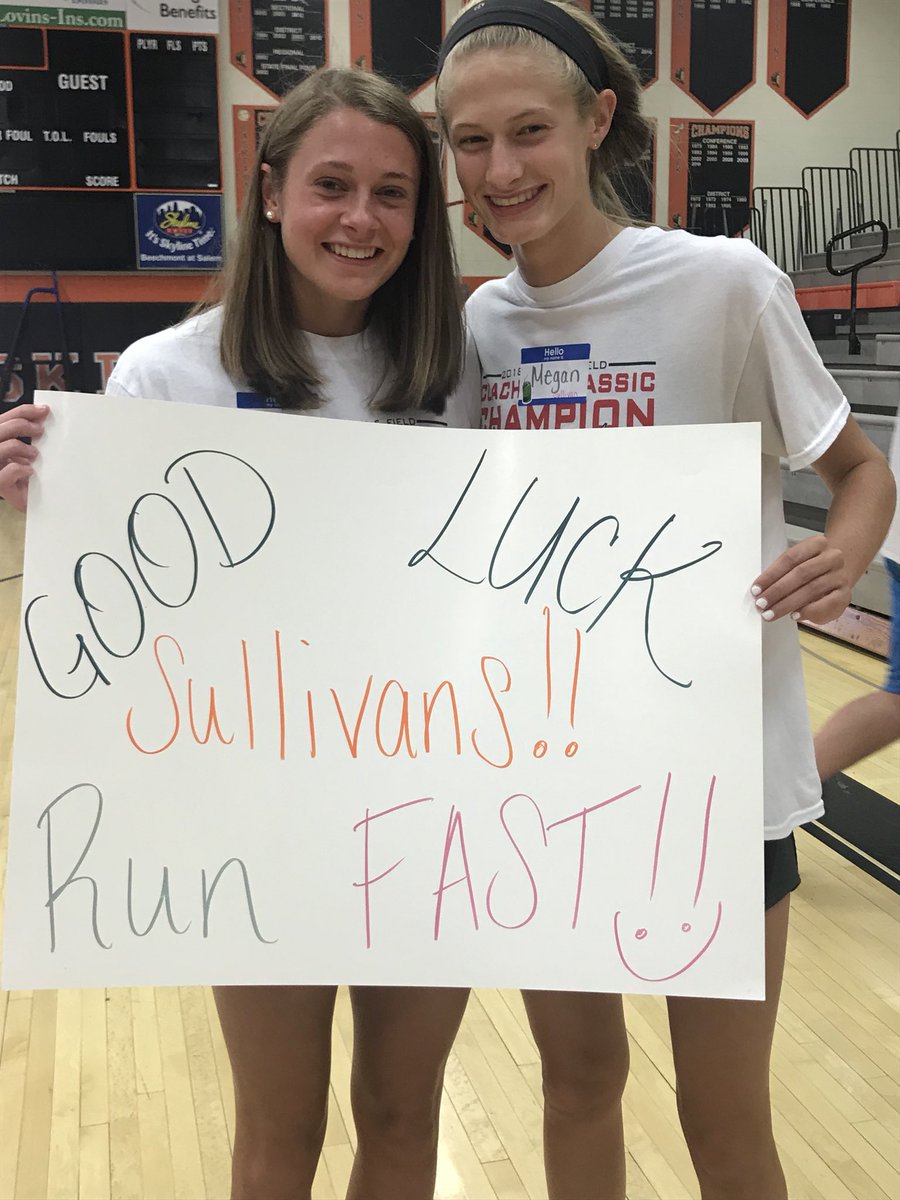 This is how @AHSLinkCrew sends off their Regional Qualifiers! Good Luck Alaina & Megan!!! Run fast - we have your back! @AHSRedskins_AD #TotalSupport