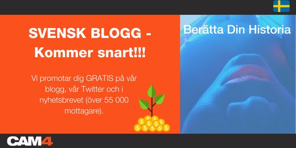 Cam4_SE's tweet photo. SE HIT alla svenska cam girls och cam boys! Svenska bloggen är här &amp; DU har nu chansen att bli intervjuad för en artikel om BARA DIG!   😎💃

Gå in här för att bli intervjuad online: https://t.co/WYUyQqAaXa

#cam4blog #camgirl #camboy #wetwednesday https://t.co/44YKzb02vf