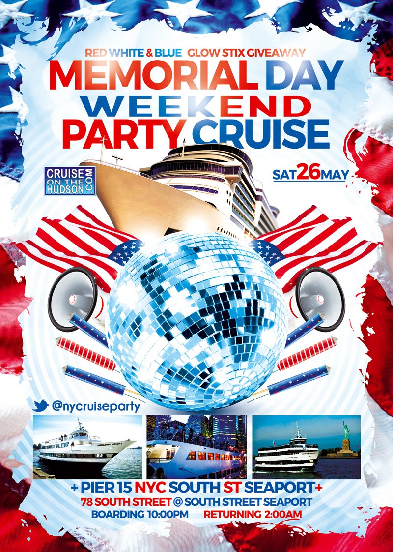 NYCruiseParties's tweet photo. Sat May26th – Memorial Day Weekend Party Cruise Pier 15 NYC South Street Seaport 10pm til 2am Tickets On Sale at https://t.co/kAFVAIJ2sp https://t.co/ATJaEgcMbE