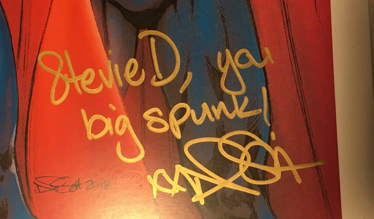 stevieDisme's tweet photo. Look what came in the mail! Thank you @NicolaScottArt, you rock my world, lady! I teared up when I opened it, yes I’m secure enough with masculinity to admit that...so would Clark. #Superman #BigSpunk https://t.co/cQJzo9KQJA