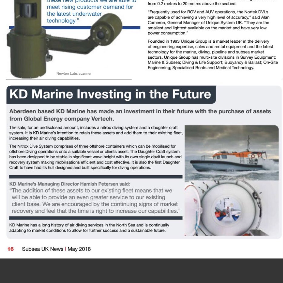 KD_Diver's tweet photo. Thanks to @subseauknews for another great article! Page 16:  Subsea UK News - May 2018 Issue (v2) https://t.co/MumJuZOHZB via @issuu https://t.co/xR6HAfBcc2