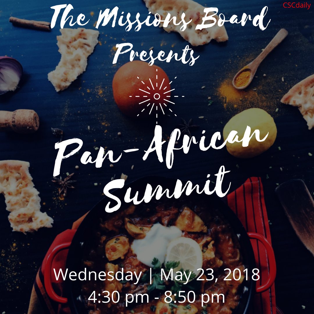 cscdaily's tweet photo. FREE FOOD! Join us for our Pan-African Summit at CSC at 4:30 pm - 8:50 pm. “O’ Taste and See that the Lord is Good”  FREE FOOD! Hear an Informative Panelists and meet Missionaries who have traveled world! #cscMB #PanAfricanSummit https://t.co/7AkwDIu29C