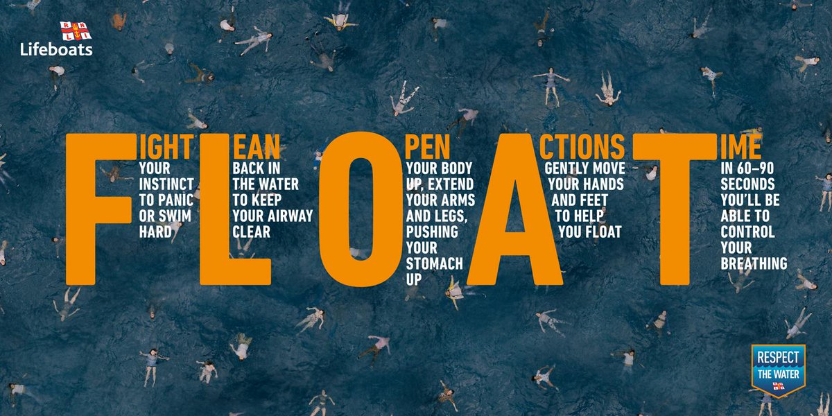 Lean back, extend your arms and legs
If you need to, gently move them around to help you float
Float until you can control your breathing

<a href="/RNLI/">RNLI</a> #FloatToLive #RespectTheWater