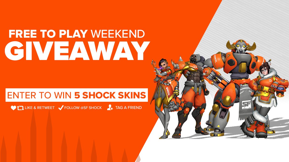 SFShock's tweet photo. ⚡GIVEAWAY⚡ 

To Celebrate the #Overwatch Free to Play Weekend, 5 People will win 500 #OverwatchLeague Tokens!

To be eligible just...
-Follow @SFShock
-Retweet This Message
-Tag a Friend https://t.co/Nn3PGeZUlz
