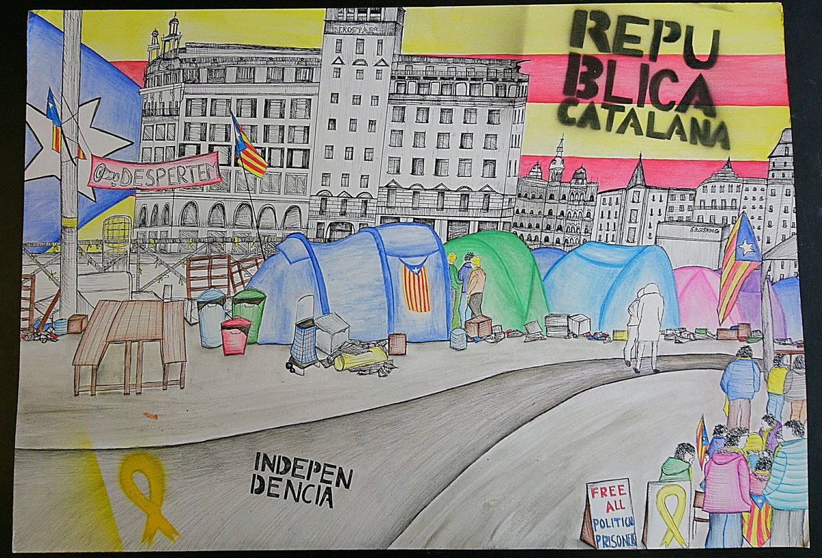 BryntirionART's tweet photo. Year 12 Outcome by Hannah Hughes - "Conflict" #CatalonianBarcelona #RealIssues #WorldCulture #TeamArt https://t.co/Ul4WrYVc7U
