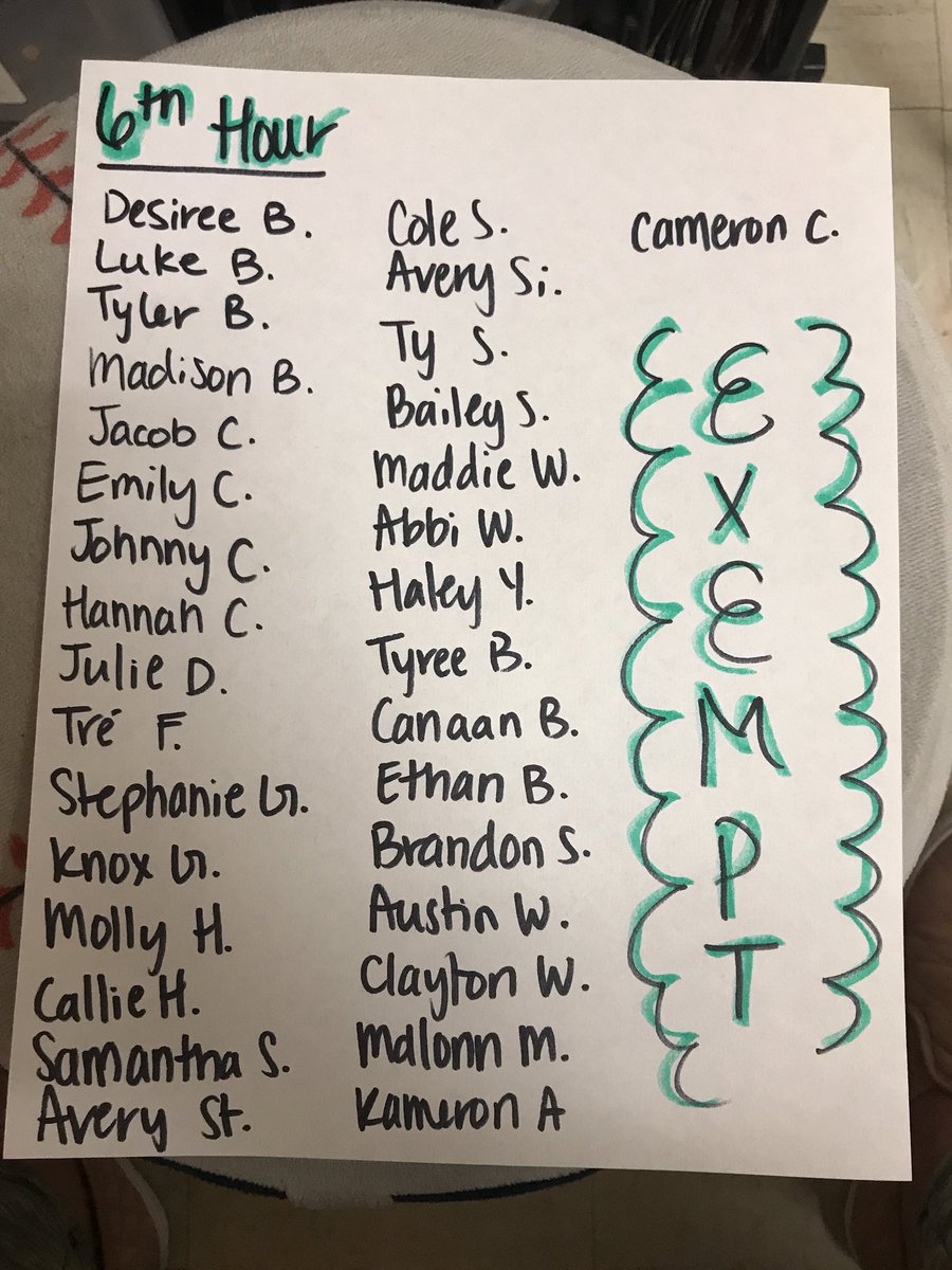 6th Hour Exemptions