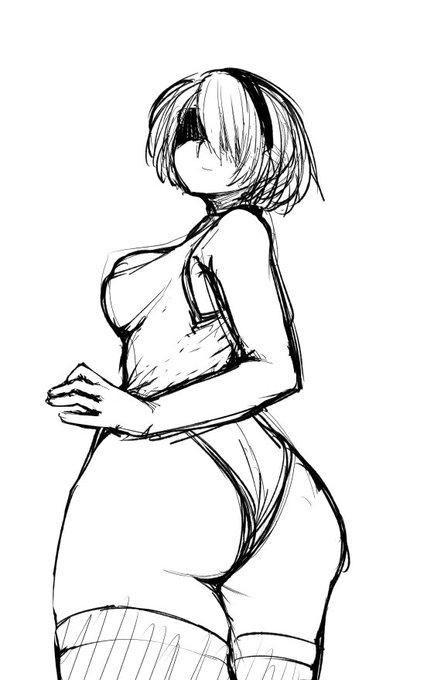 尻と胸と顔を入れるとこの絵になる、ワンパターンになりがち 