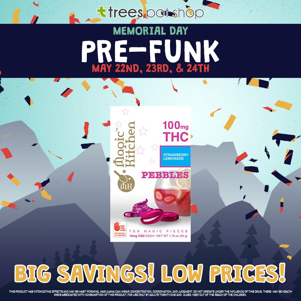 TreesPotShopNW's tweet image. Get ready for an exciting weekend with Magic Kitchen Pebbles! On special now during our Memorial Day Pre-Funk Sale! We have a ton of options to choose from!
#Pebbles #MagicKitchen #Marijuana #NWCS #MemorialDayWeekend #Sale #TreesPotShop #SeattleMarijuana #Seattle #Edibles