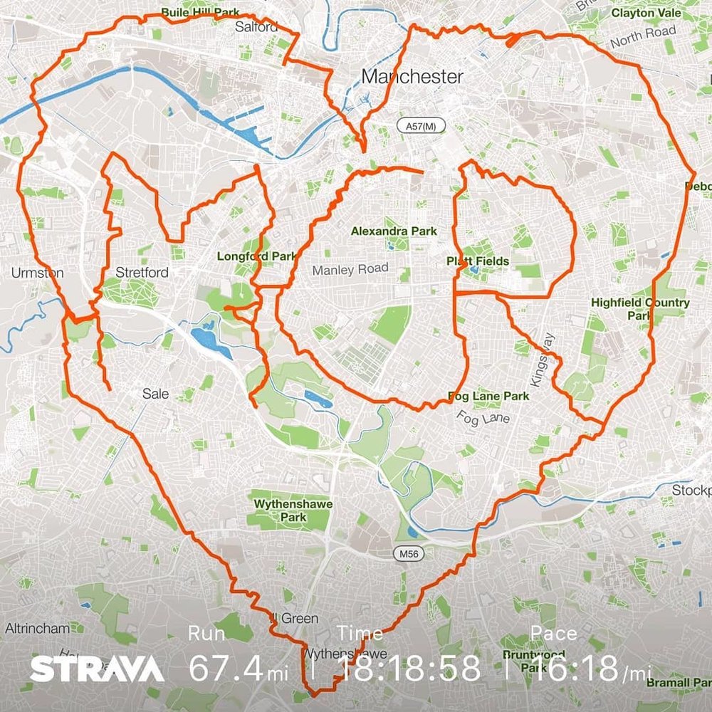 BBCRadioManc's tweet image. A man from Chorlton has raised more than £3k by running for 18 hours to draw a heart around Manchester on the anniversary of the Arena attack
bbc.co.uk/news/uk-englan…
