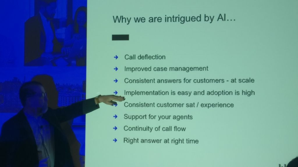 Comm100's tweet photo. Great insights on the promise of #AI in the contact center from @bobfurniss @Bluewolf #CCExpo #Chatbots #CustServ #CX #cctr https://t.co/p78UoS5IaB