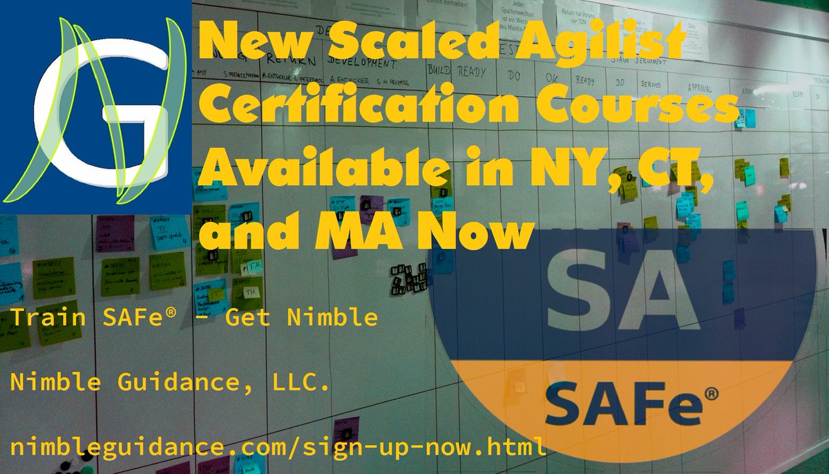 NimbleGuidance's tweet photo. #NimbleGuidance is your local source for SAFe® Certification courses.  Go to  https://t.co/N83f0Iyb9o for the full course listing.  Use the contact form or email info@nimbeguidance.com if you want a course to come to your team!   #TrainSAFeGetNimble #SA #SPC https://t.co/Y2mwcm0V0W