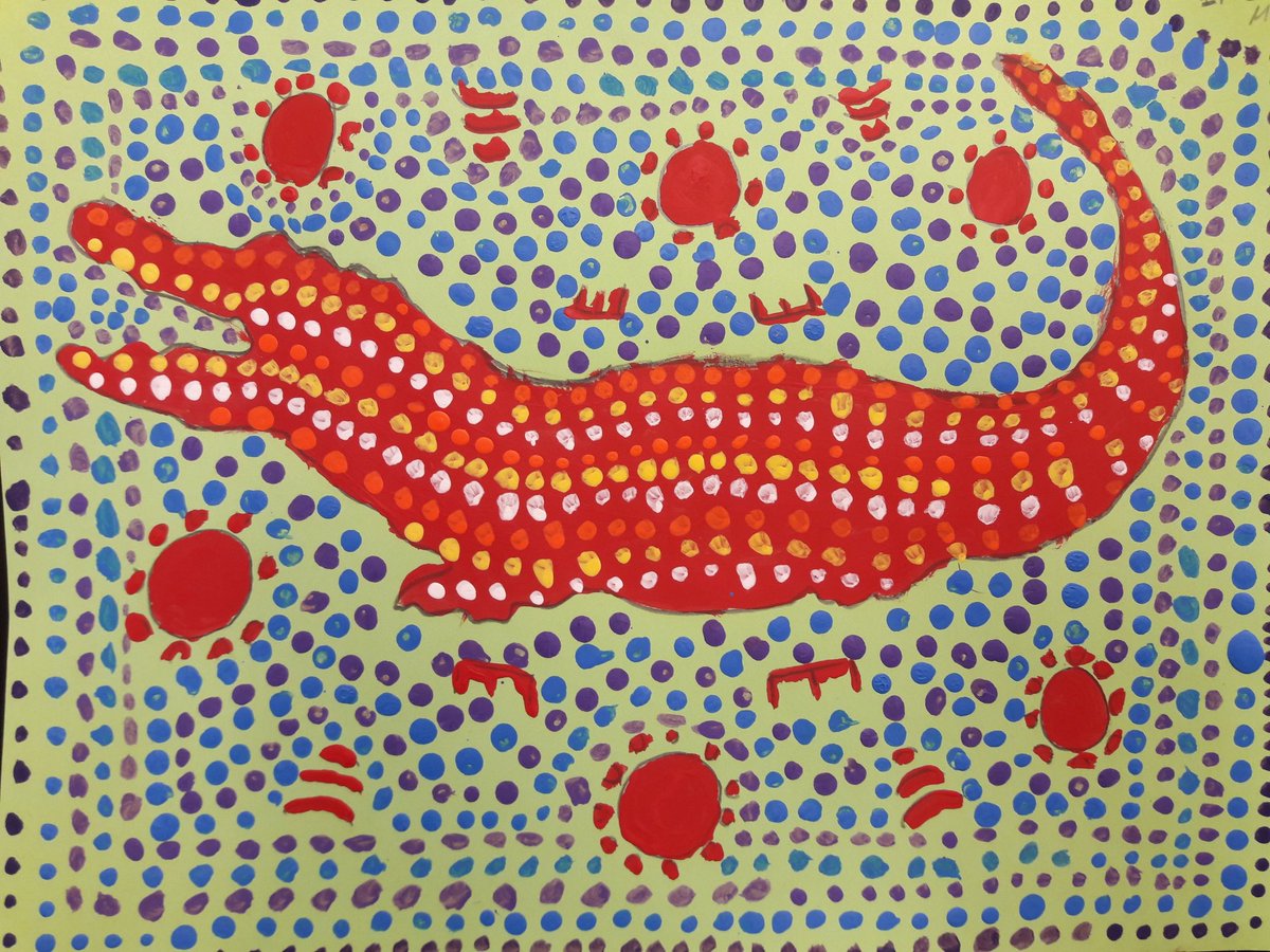 NorthPalosSD117's tweet image. RT conradyjaguars: RT ConradyArt68: #conradyjaguars 7th grade Aboriginal Dot Paintings #culturalart #complementarycolors #symbols