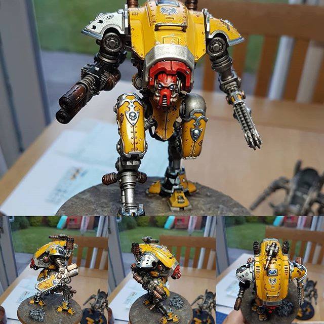 Geekswargaming's tweet photo. The first Armiger Knight is complete and what a gorgeous model it is! Loved building and paint it so much I've started the second. #imperialknight #armiger #forgebane #40k #wargaming #warhammer40k #gamesworkshop40k https://t.co/ixIK9IAhdo https://t.co/jCnux5f43W