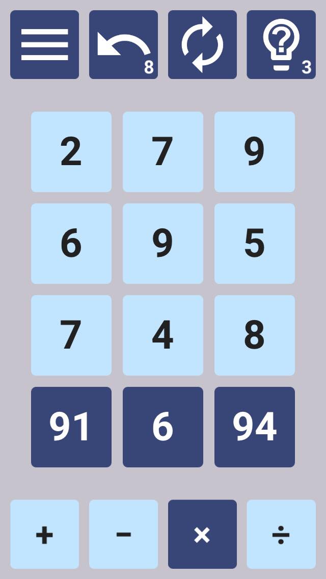 NumberDropApp's tweet image. Can you make 91, 6 and 94 just using the numbers in the light blue squares?

Check out challenging puzzles like this one in the NumberDrop app: get.numberdrop.rosenburgergames.com #numberdrop #maths #puzzle #numbers #MobileGame #android #ios #indiedev #gamedev