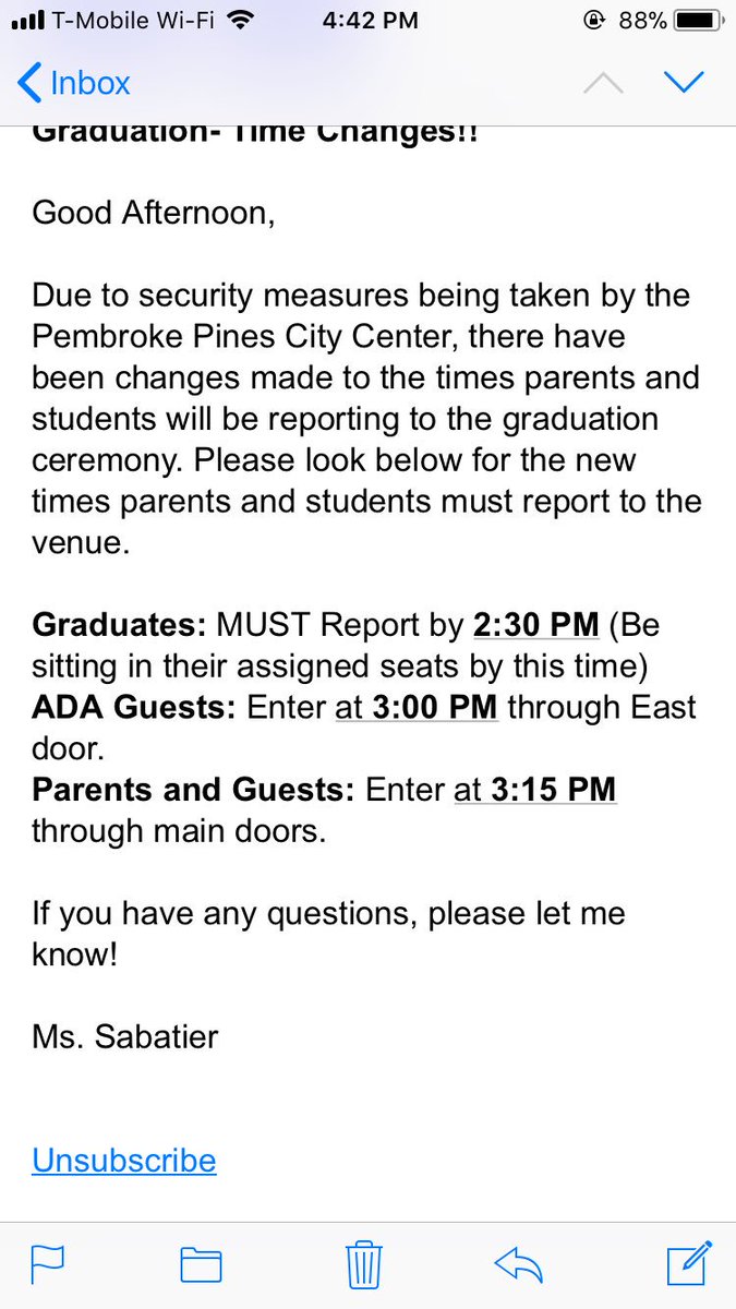 ATTENTION GRADUATION TIME CHANGE!!