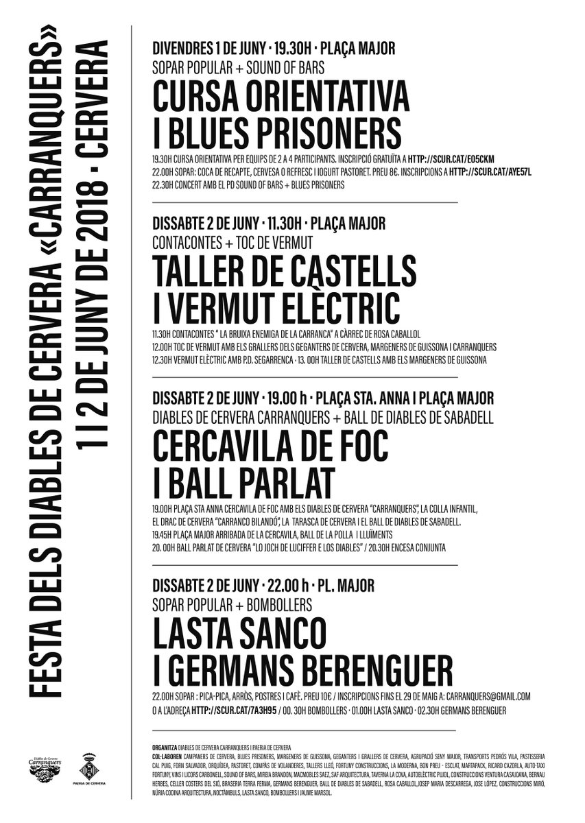 loCarranquer's tweet photo. Festa dels Diables de #Cervera "Carranquers". 1 i 2 de juny de 2018. 
Us hi esperem! https://t.co/FyULUJPwOH https://t.co/kkC2mWcgq5