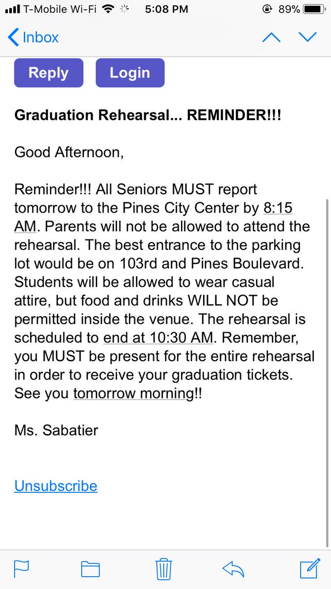 GRADUATION REHEARSAL REMINDER