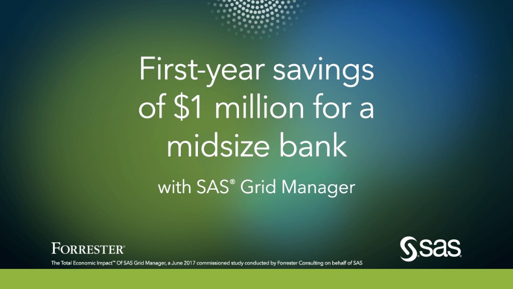 SASsoftware's tweet image. Watch and learn how you can start saving money for your organization. #SASGrid
2.sas.com/6013Dg5oP