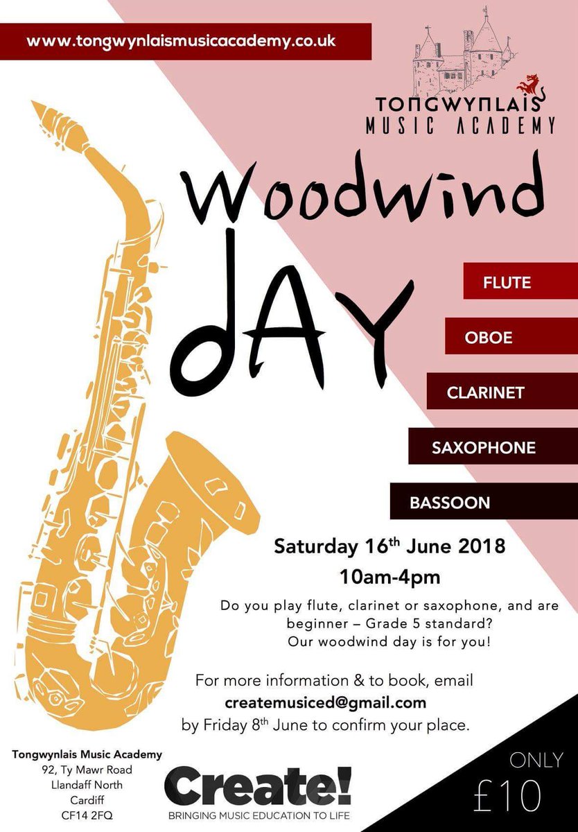 Have you heard about our #Woodwind Day in #Cardiff next month? Book your place now!