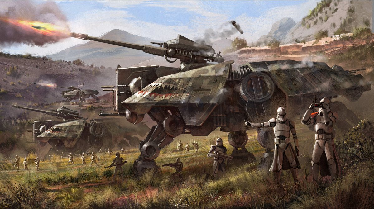 AT-TEs. They are my favorite vehicles in Star Wars. Credit to the great Ryan church and his team for the original design. @one_pixel_brush @EytanZana #gumroad #masters #conceptdesign @starwars #Battlefront2 #TheLastJedi  #thefirstorder #clonewars @SW_ArtGallery @WeAreStarWars