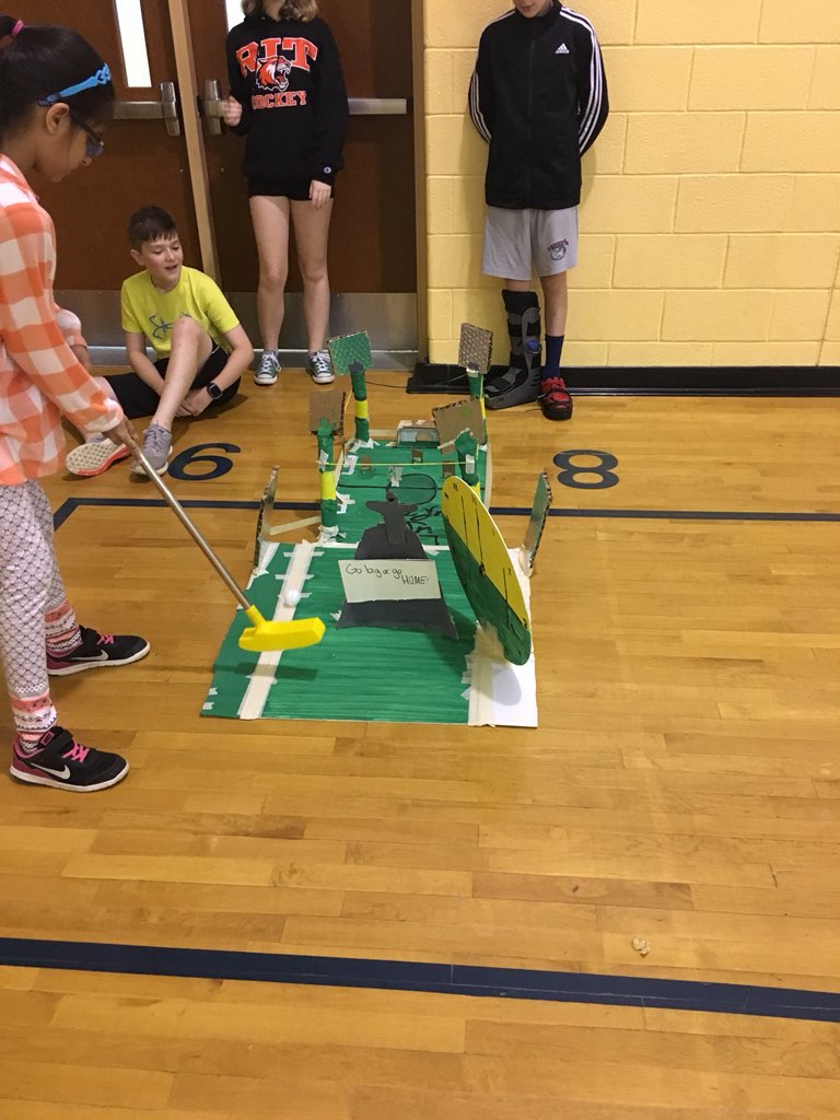 NantucketES_CA's tweet photo. We LOVED playing our mini golf holes that we researched, constructed, and tested this week! #stem @Nantucket_Fifth https://t.co/VGH7SEyiJ5