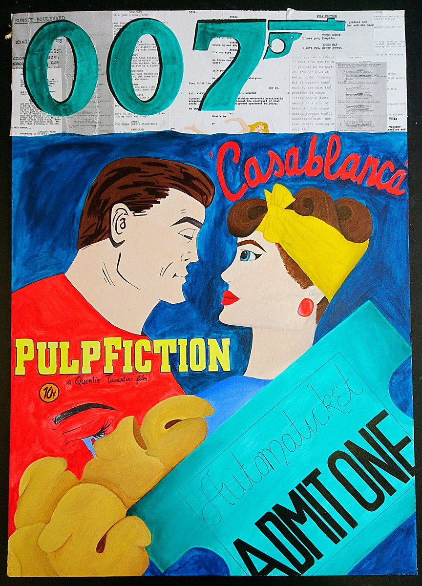 BryntirionART's tweet photo. Year 12 Outcome by Sophie Blacklock - "Popular Culture" #IconicFilmPosters #Typography #PopArt #TeamArt https://t.co/8Twgr8rnAI