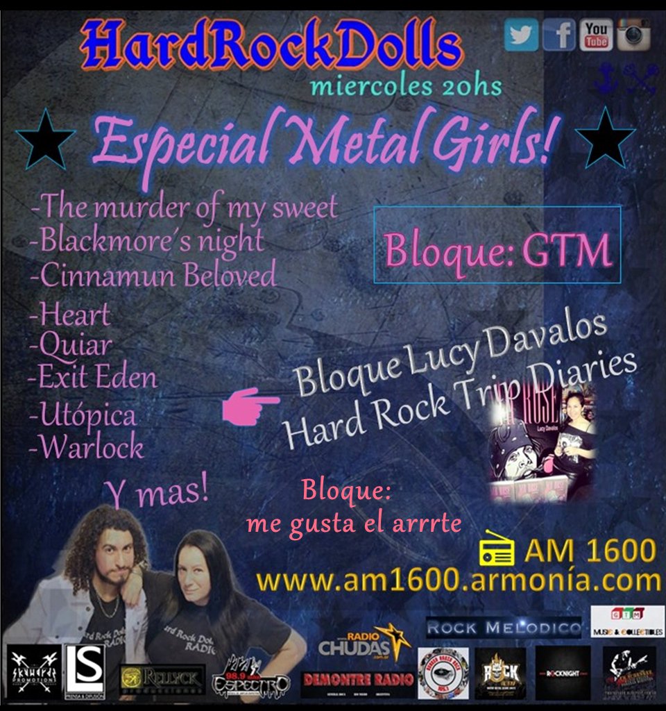 HardRockDolls's tweet photo. Hoy a las 20hs (hora Argentina) te invitamos a escuchar HardRockDolls que tenemos un programon!, te esperamos! https://t.co/gKBil5vdeQ