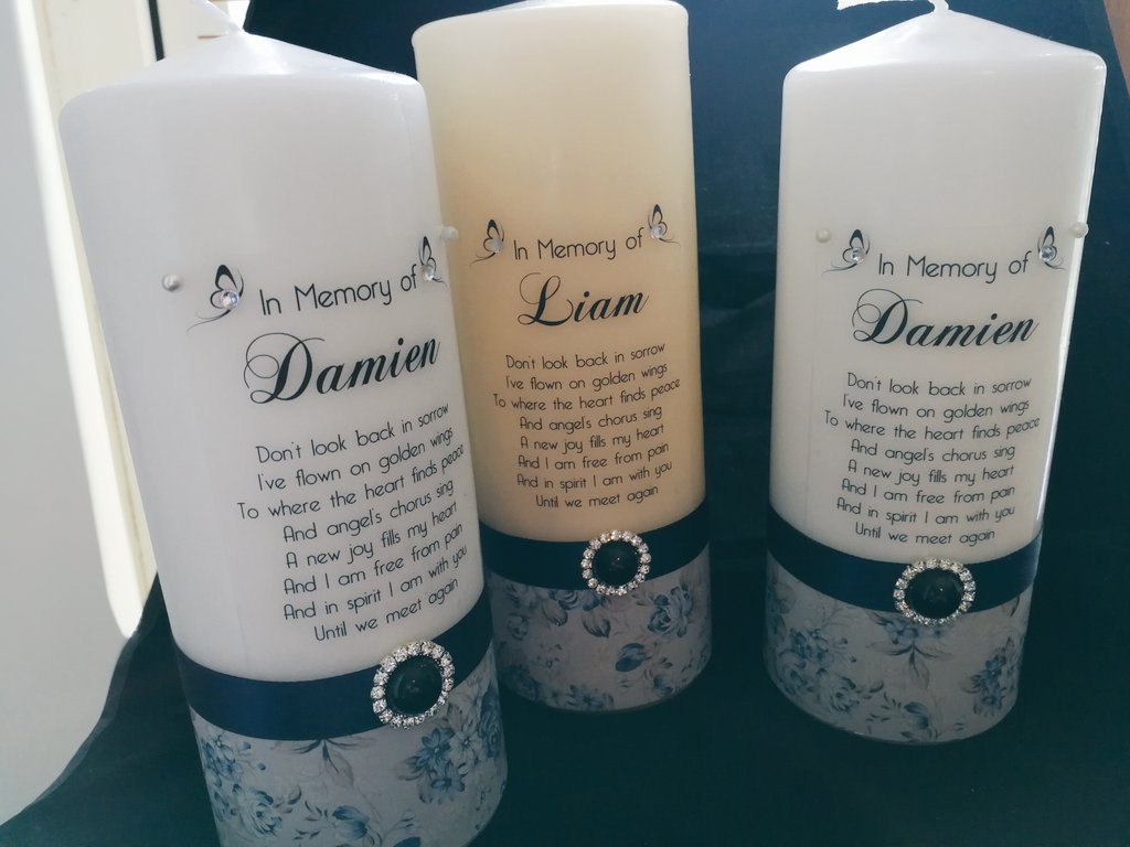 EnchantedCards's tweet photo. Beautiful personalised remembrance candles for a lovely customer. What a thoughtful gift for someone who is missing a loved one xx #irishbusiness #personalised #personalisedgifts https://t.co/AqIKYu4sKQ
