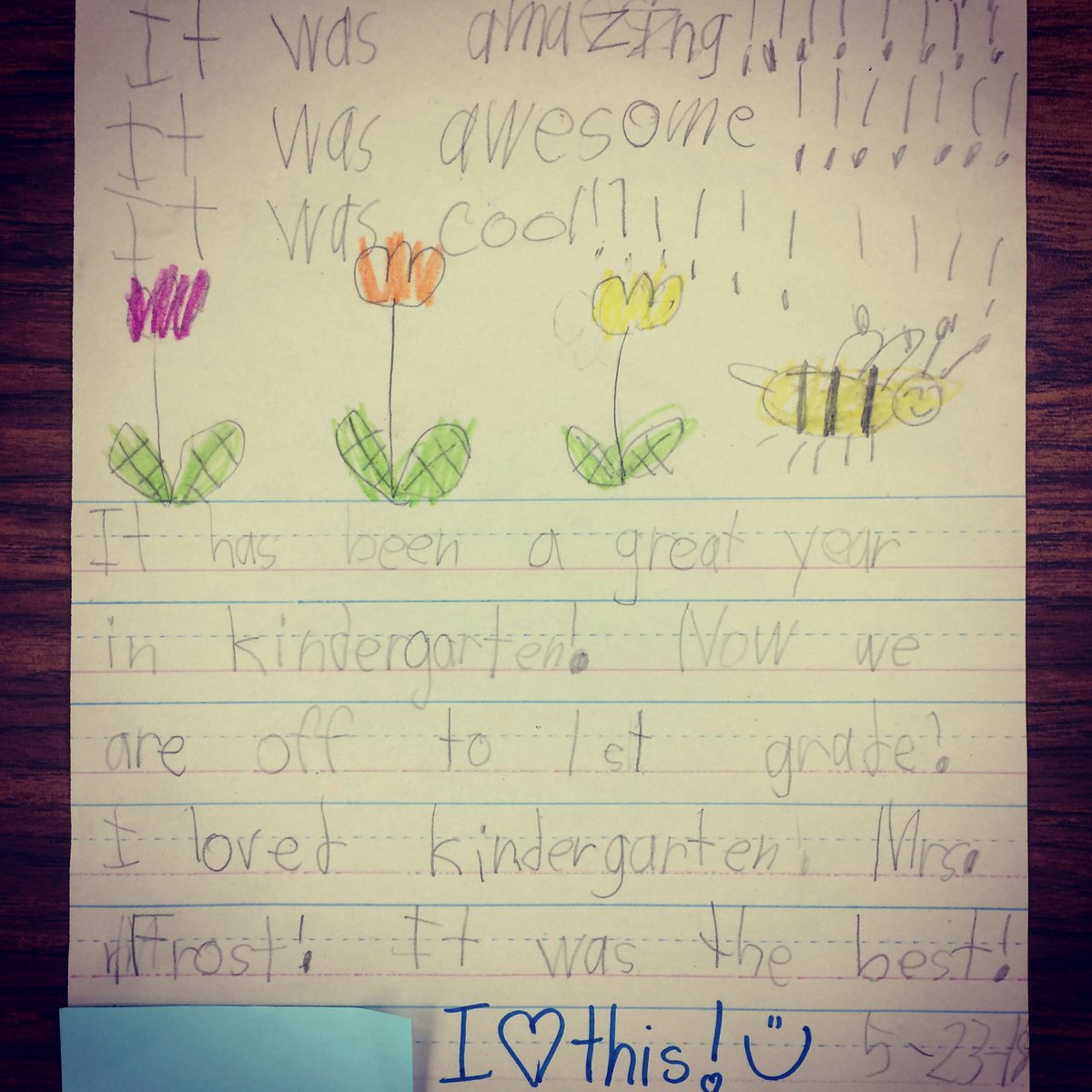 frostymom4's tweet photo. Wrapping up another year in kindergarten! #ilovekindergarten #lastdayofschool #missionaccomplished✔️ https://t.co/tMqd5Ea7Nx