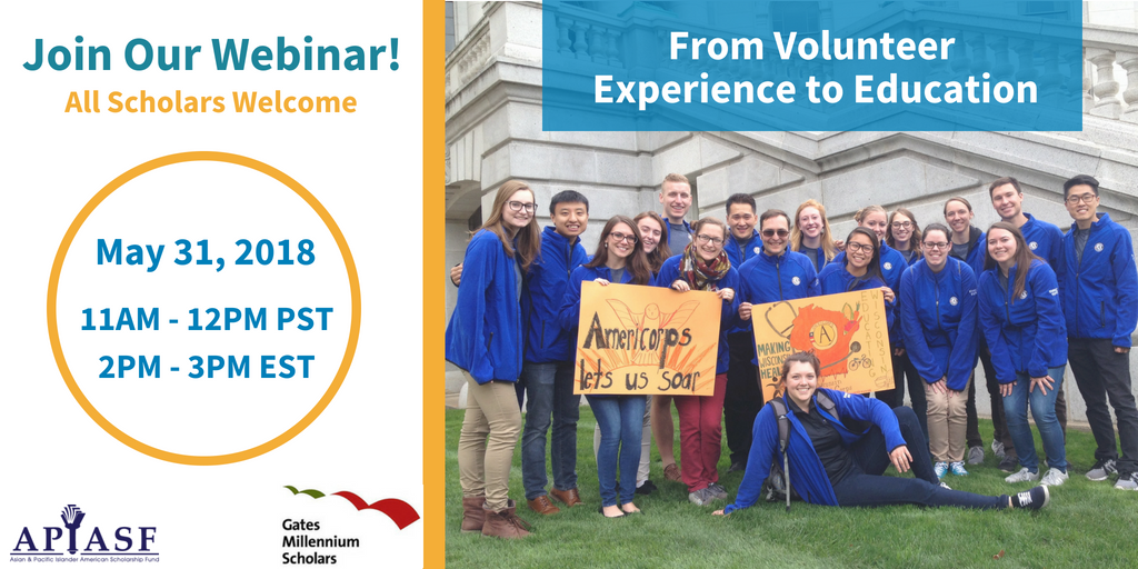 APIA Scholars (@apia_scholars) on Twitter photo Wondering how you can bring your volunteer experiences to grad school and beyond? Join our webinar to hear from returned <a href="/PeaceCorps/">Peace Corps</a> volunteers and @GatesScholars on their experiences!
Register here: bit.ly/APIASFVoluntee… Wondering how you can bring your volunteer experiences to grad school and beyond? Join our webinar to hear from returned <a href="/PeaceCorps/">Peace Corps</a> volunteers and @GatesScholars on their experiences!
Register here: bit.ly/APIASFVoluntee…