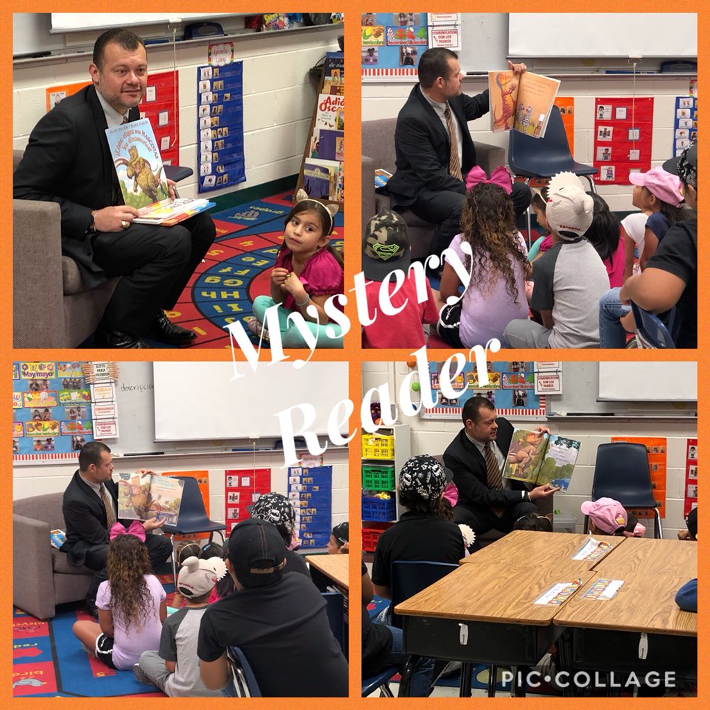 JenKerrReading's tweet photo. @NISDMay had some more exciting Mystery Guest Readers today. Thank you @VictorRaga1 for coming & reading to our Roadrunners. @MayPrincipal @Katmclem #readinglove #childrensbookweek2018 https://t.co/LARxEZsDUF