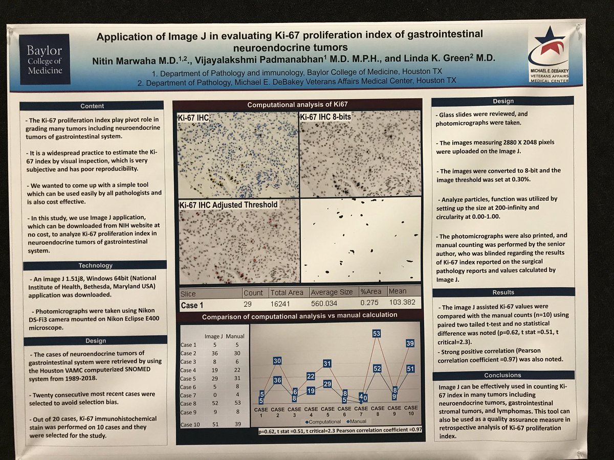 YonahZiembaMD's tweet photo. Great poster by Dr Nitin Marwaha re using Image J (free software from NIH) to count Ki-67 index at #PathInfo2018 https://t.co/JpGCZCjLCI