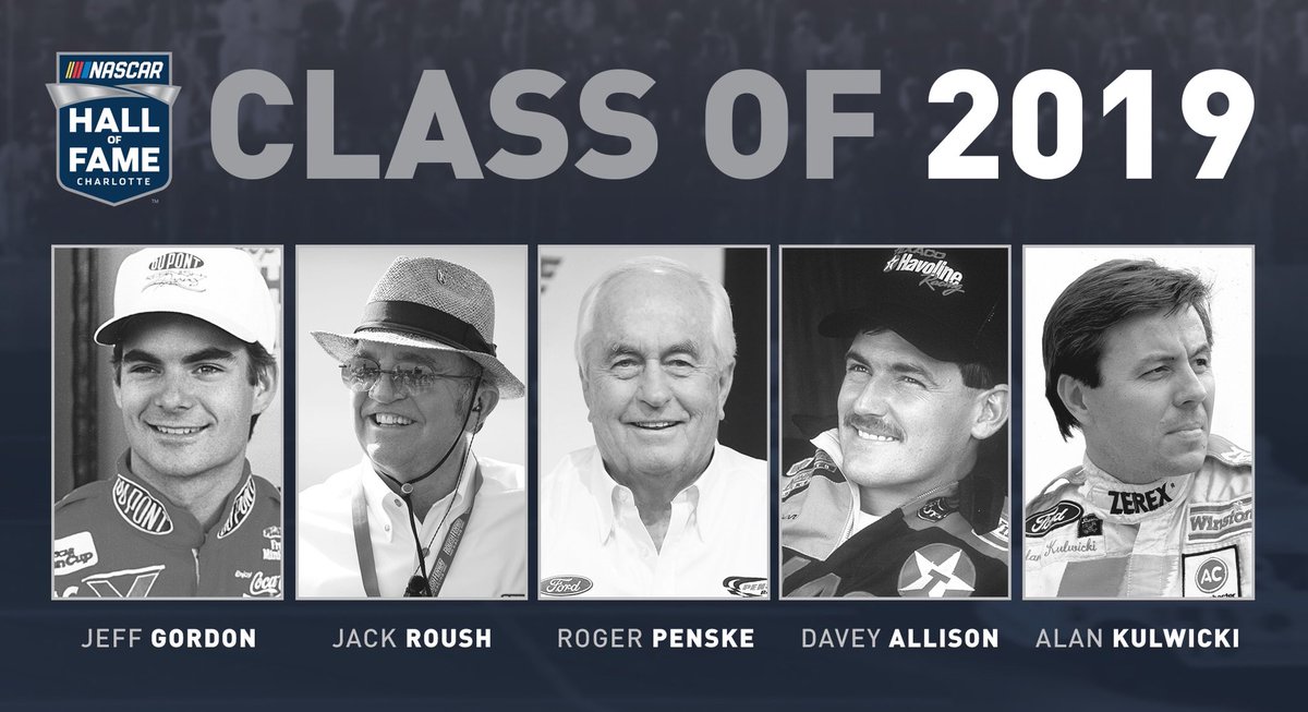 NASCAR's tweet photo. A legendary group takes their rightful spot in the @NASCARHall. 

Class of 2019: https://t.co/4H2krIIp7O https://t.co/e8y9GCqkeE