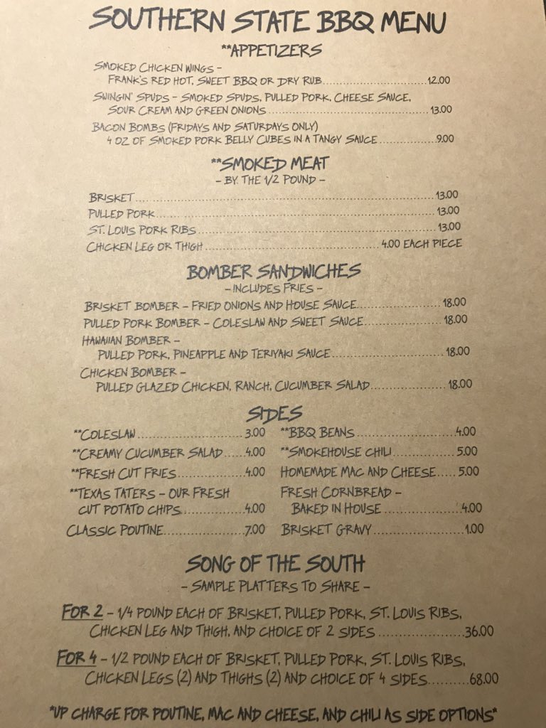 SouthernStateQ's tweet photo. New Menu Items at #SSBBQ #camrose #bbq https://t.co/go9AIyMlW5
