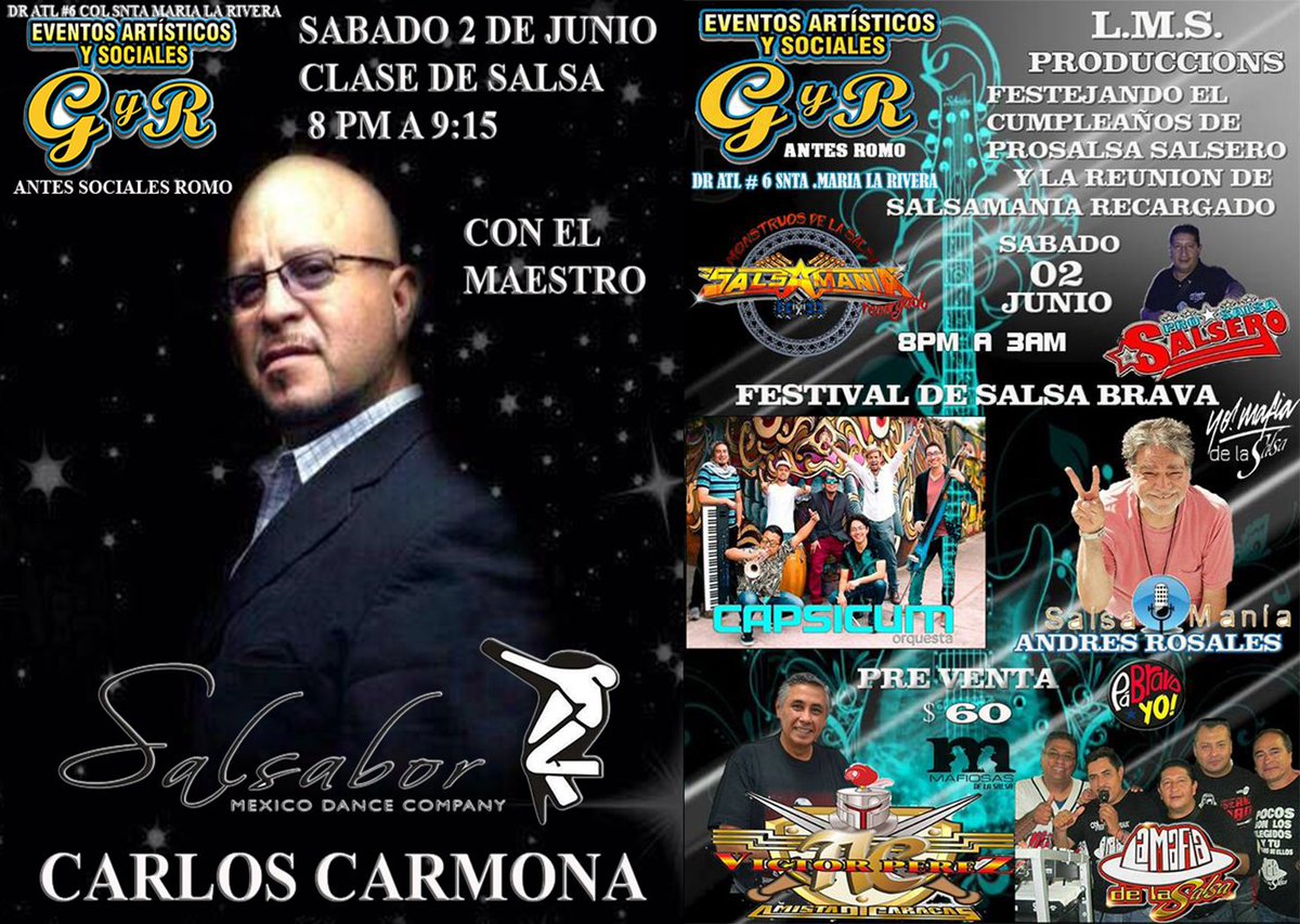 glccharly's tweet photo. #QUENOTELOCUENTEN #SalsaConEstilo #salsabrava #carloscarmona SABADO 2 DE JUNIO SALON G Y R @picadillojam #CAPSICUM #VICTORPEREZ  #LAMAFIADELASALSA https://t.co/MuJZXGuon7