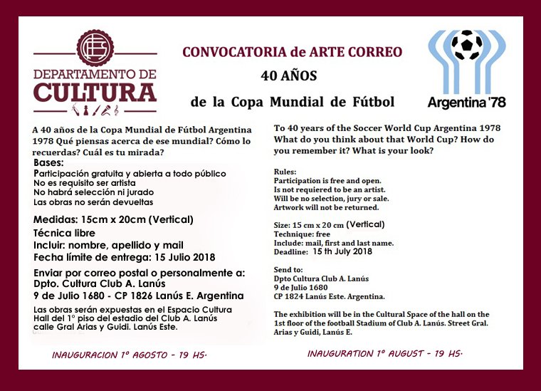 Estamos recibiendo obras de todas partes del mundo: Turquía, Noruega, Austria, Uruguay, España y por supuesto de Argentina. Esperamos sus trabajos hasta el 15 de Julio, por correo o en portería de la sede si estás cerca. No es condición ser artista ¡A crear!