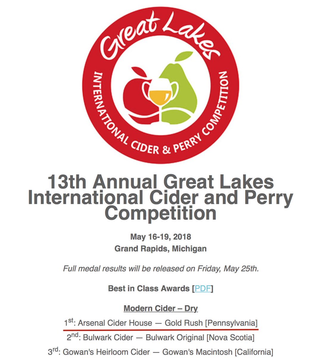 Preliminary results are in. Looks our GOLD RUSH took 1st in the Modern Dry Cider category. Stay tuned!! <a href="/glintcap/">GLINTCAP 🏆</a> #drinklocal #hardcider #Pittsburgh #letsdothis #412