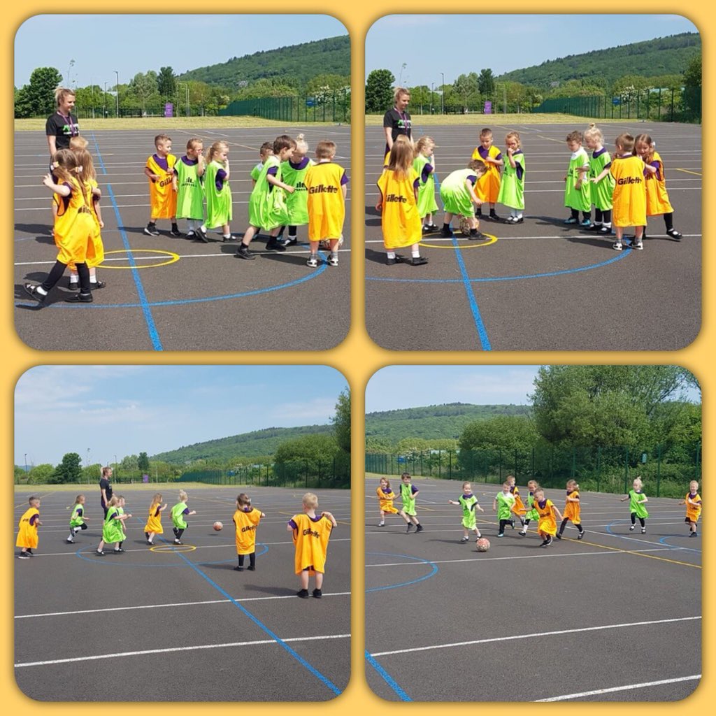 YBB_Y1's tweet photo. One size fits all 😁 Football skills in teams for P.E with @YBB_PE 🧡💚 #physical #coordination #healthybodies #teamwork #learningrules https://t.co/cIkd5tdI4h