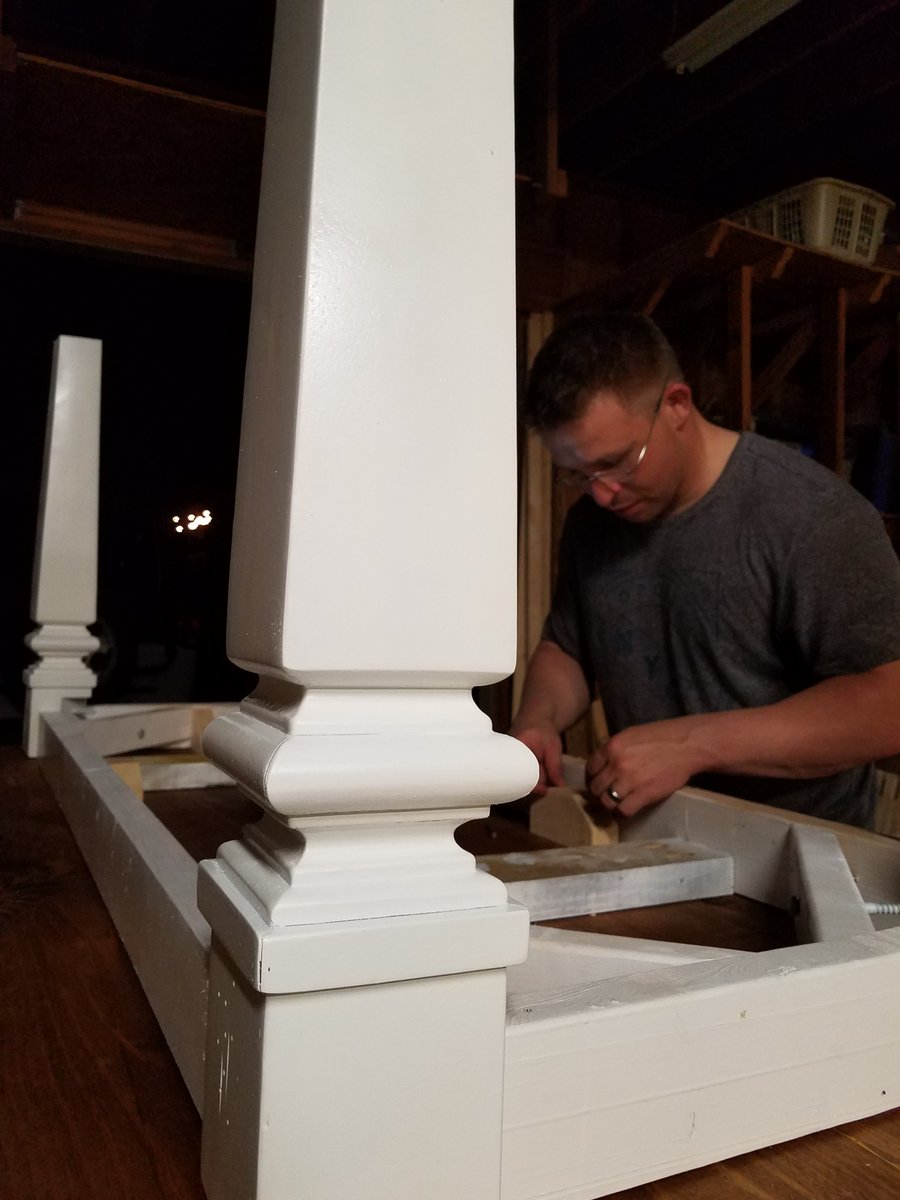 DogwoodWorks's tweet photo. Finishing up a new table tonight! #farmhouse #farmhousetable #woodwork #woodworking #white #stain #workingatnight #kidsareasleep #thisiswhatwedo https://t.co/pw35tQtXDV