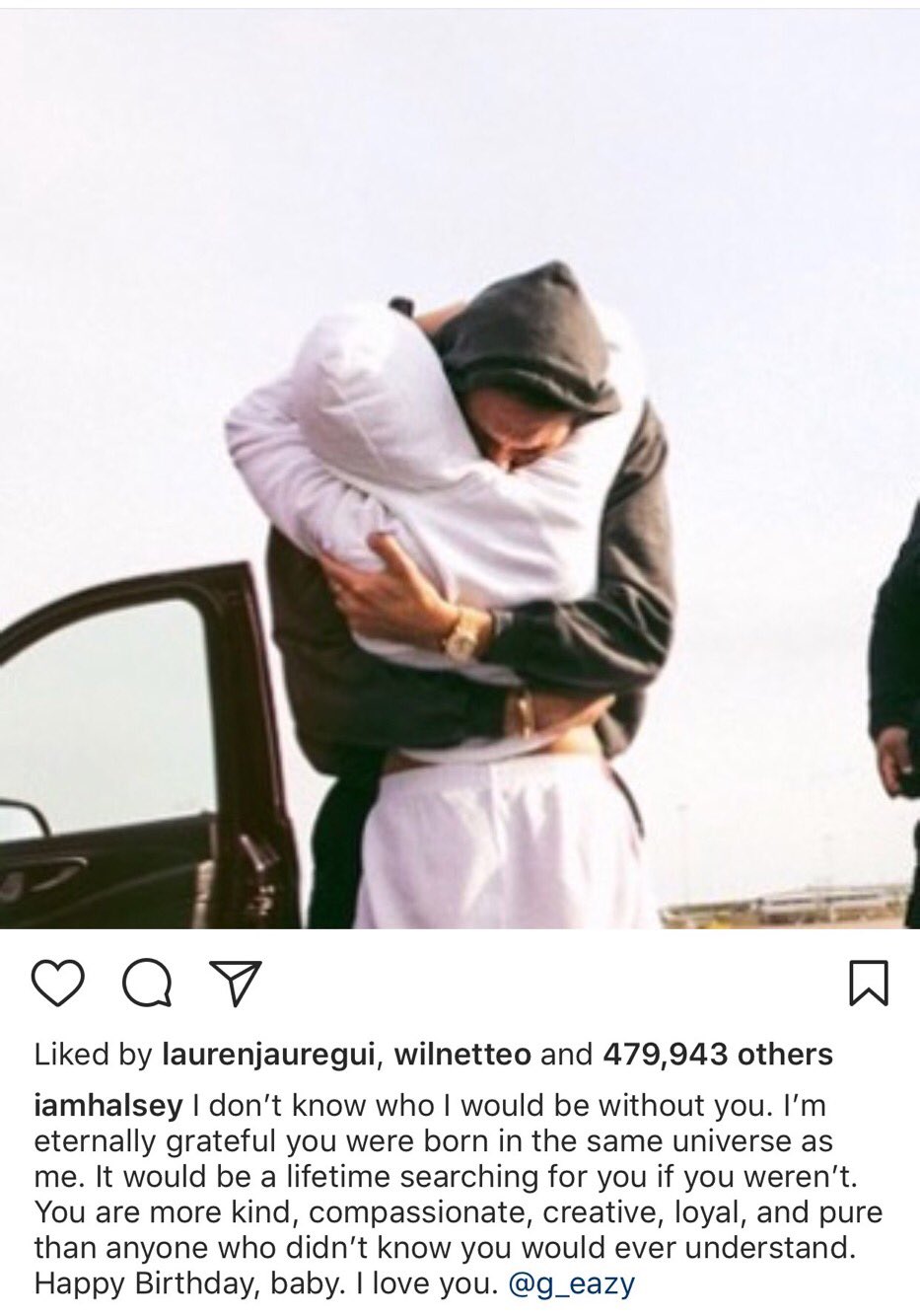 Halsey wishing boyfriend G-Eazy a Happy Birthday on Instagram. 