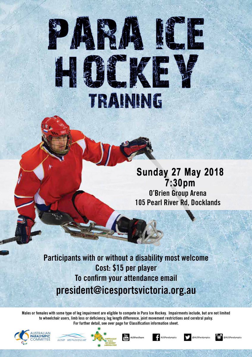 In #Melbourne and want to try Para Ice Hockey? Come down to @OBGArena this Sunday night.