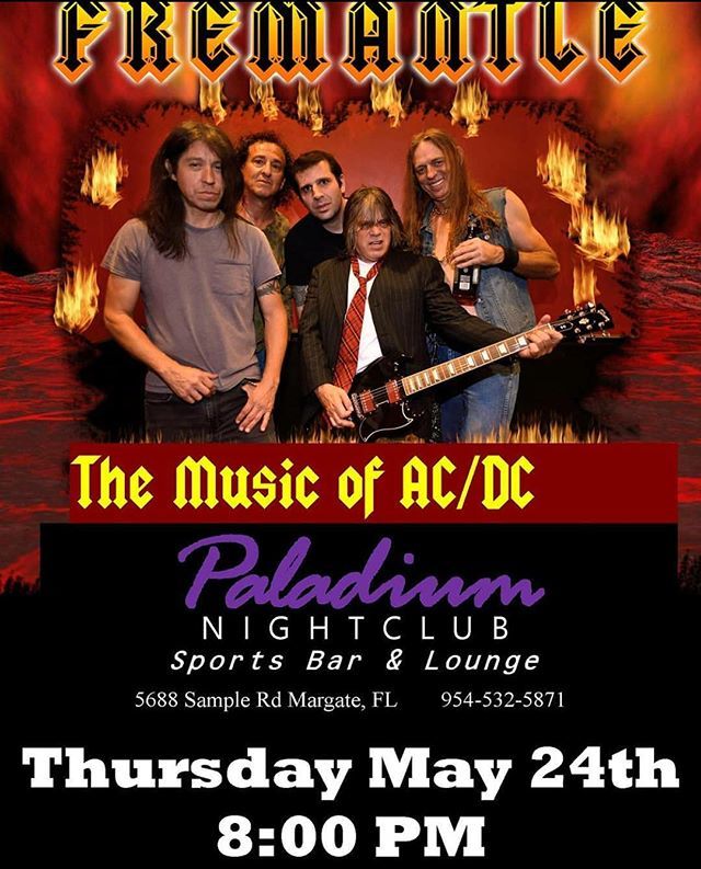 paladiumbroward's tweet photo. 🔥🎶🎤 🎸 Come and join us for some High energy Rock...Tomorrow, Thursday May 24th !!!Tribute to AC DC by Fremantle...Don’t miss it!!!Drink and Food special all night long.🥃🍸🍹🍺 Todo Querido  #Fremantle#drinks#food#musiclover #musician#acdc#rockstar #… https://t.co/1nJZ2CqXMw https://t.co/hRfs2Ww0vb