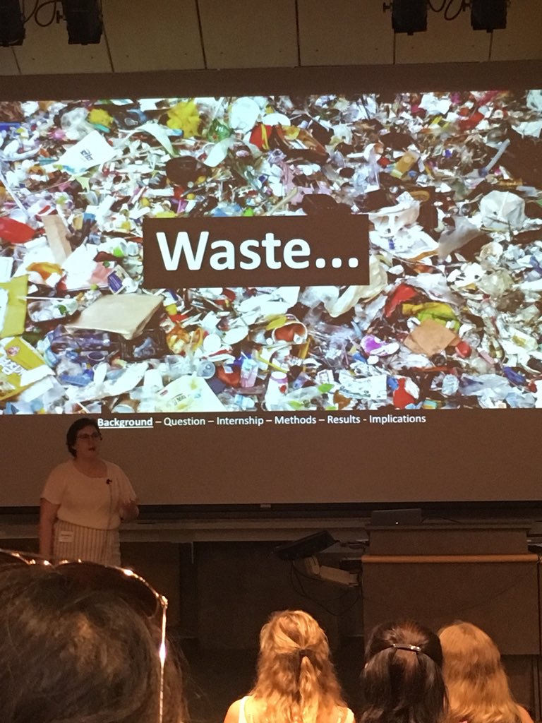 AnnSamsonUW's tweet photo. Two common themes in the lightning talks so far is waste &amp; communication! @SamanthaOrcutt explains her experience with food based businesses. #PoECAP #ENVIR492 https://t.co/ca0VG0i2SX