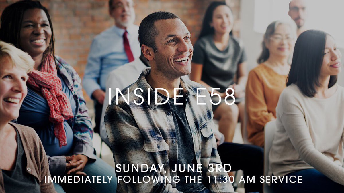 expression58's tweet photo. #InsideE58 is back. Join us on June 3rd to learn about the heart of #Expression58!
We invite those who are new to our church community to meet our leadership, hear our vision, and learn about the culture we’re stewarding.
RSVP by clicking the link - https://t.co/bqs0iFBWxD https://t.co/zP3Bmfx2zO