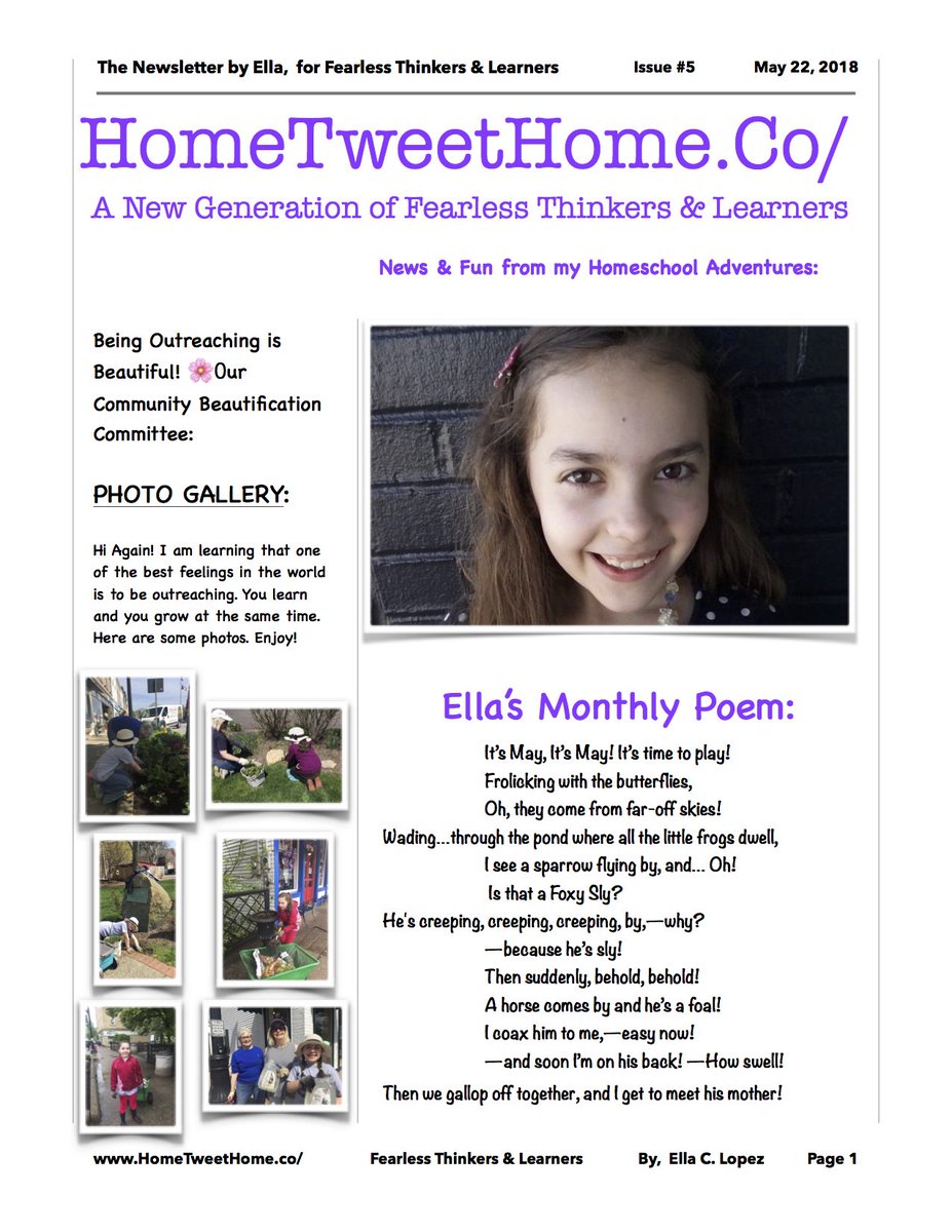 RHomeTweetHome's tweet photo. MY LAST NEWSLETTER FOR THE SUMMER. 
SEE YOU AGAIN SOON AND HAVE FUN!
KEEP THINKING FEARLESSLY!
🗞https://t.co/BCPsZcY9Qq
Issue 5 of 10 monthly newsletters for 2018 
#HomeTweetHome #KidsNews 
#BoredomBusters #EllationsCreations #GoodGoesAround #BeOutreaching
@NGKids @TheEllenShow https://t.co/cyKhxrULhZ