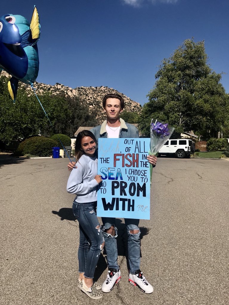 uchspromdraft's tweet photo. Although finding Nemo was tough, Clay Adams didn’t have nearly as rough a time sea-lecting Kylah Dugan as his date to prom. The 13th draft pick has officially gone swimmingly. 🐠 #13 https://t.co/C5MrYBgCRF